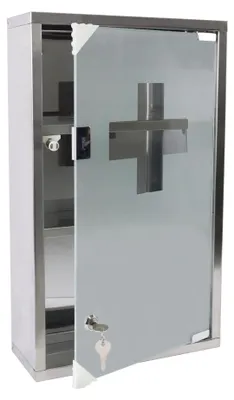 Obrázok produktu pre Solidchoice – Lekárnička z ocele s presklenými dvierkami a zámkom