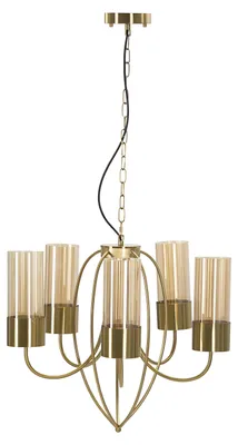Produktbild von Deckenleuchte Glaszylinder Metall Gold 60x105 cm Mauro Ferretti Versailles