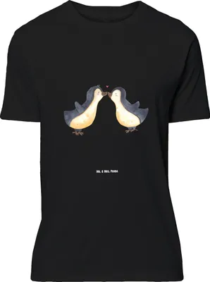 Produktbild von Mr. & Mrs. Panda Größe L T-Shirt Pinguin Liebe - Schwarz - Geschenk, Verlobung, Hochzeitstag, Liebesspruch, Vertraut, Paar, Shirt, mit Spruch, Tshirt, Freund, Freundin