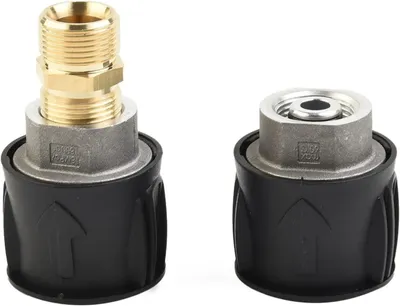 Productafbeelding van Aansluitadapter Vervanging – Click Connect | M22x1,5mm Nippel, 2x Aansluiting | Compatibel met Hogedrukreiniger Kärcher K2–K7