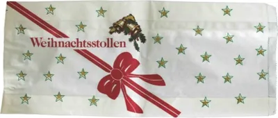 Produktbild von Stollenbeutel Pergaban, rote Schleife 20 + 7 x 46 cm 10 Stück