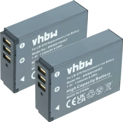 Produktbild von vhbw 2x Akku Ersatz für Kodak LB-070 für Kamera (1150 mAh, 7,4 V, Li-Ion)