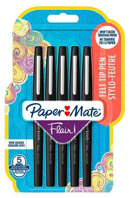Produktbild von Papermate Flair Original, Medium, 1 Farben, Schwarz, Rundspitze, 1 mm, Schwarz