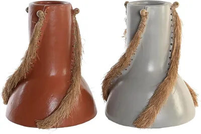 Image de Vase DKD Home Decor Gris Terre cuite 26 x 26 x 30 cm (2 pièces)