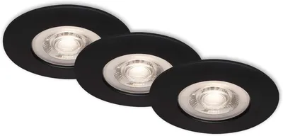 Image de Lampe LED encastrée BRILONER LEUCHTEN KULANA, 5 W, 460 lm, IP44, noir mat, plastique, intensité lumineuse variable, set de 3, Ø 9 cm