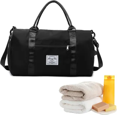 Immagine prodotto di Borsa sportiva nera, con scomparto per scarpe e scomparto impermeabile, marca Oxford, ideale per l'attività fisica