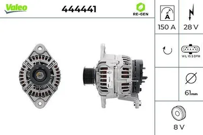 Produktbild von VALEO 444441 Lichtmaschine Generator LiMa 150A 28V