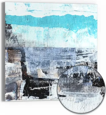 Produktbild von DEQORI Hybrid Leinwand Bild 30x30 cm 'Blaue Tiefen' Wandbild Glas flach modern