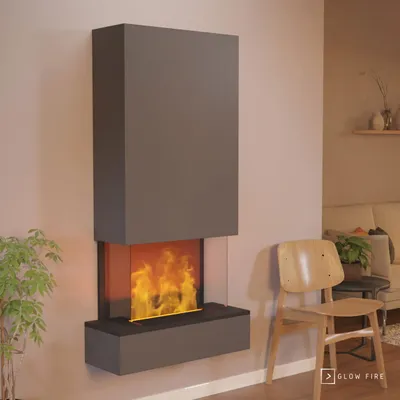 Produktbild von GLOW FIRE Elektrokamin 'Hölderlin Hoch'| Wasserdampf Kamin mit OMC 500 ohne Holz in schwarz als Wandkamin| HxBxT: 158x80x30 cm