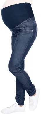 Obrázek produktu pro Mija – Tehotenské kalhoty s páskem pod břichem / Džínové kalhoty slim fit 9044 (velikost 38/M, tmavě modrá)