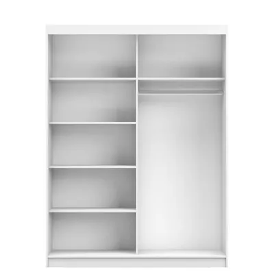 Produktbild von Schwebetürenschrank Kleiderschrank Schrank 150cm Weiß/Sonoma mit Spiegel und Lamellen LAMI S
