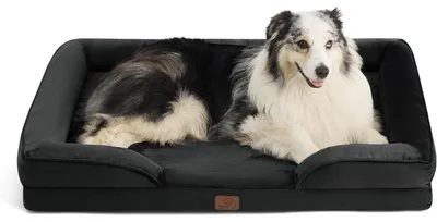 Produktbild von Orthopädisches Hundebett 106x80 cm mit Kistenschaum, waschbar, rutschfest, schwarz