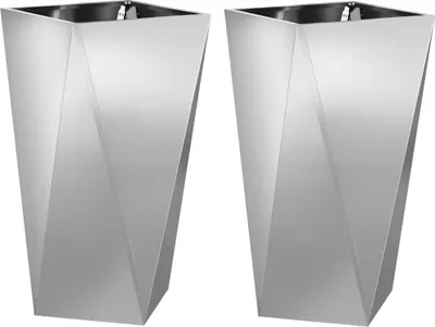 Produktbild von vidaXL Pflanzkübel 2 pcs Silber 40 x 40 x 75 cm Verzinkter Stahl