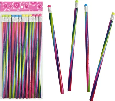 Obrázek produktu pro sada 12 duhových tužek s barevnou gumou - cca 19 cm