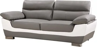 Immagine prodotto di Divano fisso in pelle ricostituita e PVC " Dallas" - 210 x 88 x 90 cm - 3 posti a sedere - Grigio/bianco