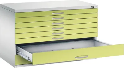 Produktbild von CP 7100 Planschrank lichtgrau, viridingrün 8 Schubladen 110,0 x 76,5 x 76,0 cm