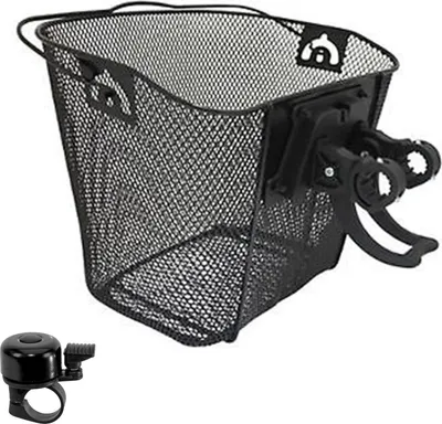 Immagine prodotto di Set di offerte / Cestino da manubrio con stabilizzatore cestino anteriore staccabile nero incl. campanello per bicicletta