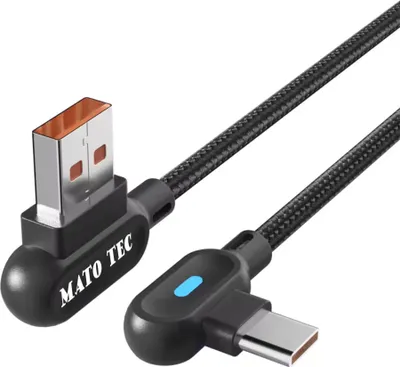 Immagine prodotto di Cavo di ricarica LED angolato a 90 gradi per iPhone, intrecciato in nylon, iPhone XS XR X 8 7 6 Plus Pad Pod 1 m