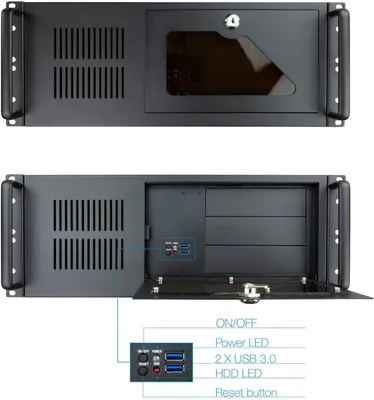 Image de Boîtier 4U noir - Boîtier serveur - Racks - Boîtier 19 pouces - Boîtier ATX - Port USB 3.0