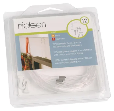 Produktbild von nielsen Perlonseil 2m mit Schlaufe und Gleithaken für Galerieschiene (2 Stück/Packung)