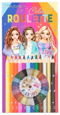 Immagine prodotto di Depesche 12103 TOPModel Colour Roulette - gioco da colorare con 12 pastelli sottili e una roulette dei colori con una pallina per scegliere il colore successivo