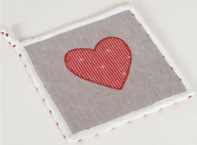 Produktbild von Topflappen Landhaus Premium Karo Herz 20x20 cm