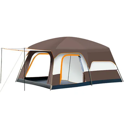 Produktbild von 4-6 Personen Zelt, Doppelwand Zelt, Camping Zelt, Wasserdicht, Winddicht, Großraum, Schnell Aufbau, Belüftet, Tragbar, Braun