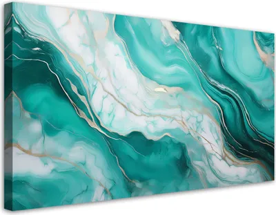 Produktbild von Leinwandbild Türkis Marmor mit Gold 100x50 Feeby Türkis bild für die wand bereit zum aufhängen