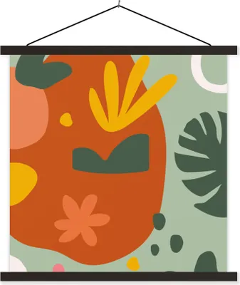 Produktbild von MuchoWow® Textilposter Pflanzen - Farben - Muster 120x120 cm mit schwarzem Rahmen - Aufhängungsset