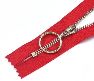 Image de Lot de 6 fermetures à glissière en métal, 38 mm, rouges, 15 cm, pour sweatshirts
