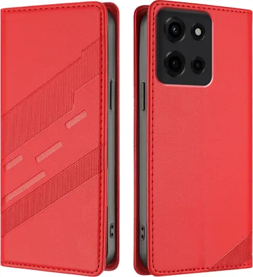 Produktbild von Hülle für Motorola Moto G 2025 5G, Kunstleder Brieftaschen Handyhülle mit Kartenfach und Standfunktion Rot