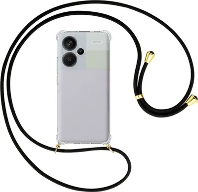 Produktbild von Handykette Backcover-Schutzhülle mit Band (Metall goldfarben) für Xiaomi Redmi Note 13 Pro Plus - schwarz