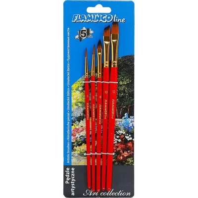 Obrázek produktu pro Výtvarné štětce se syntetickými štětinami 5 kusů Flamingo Line