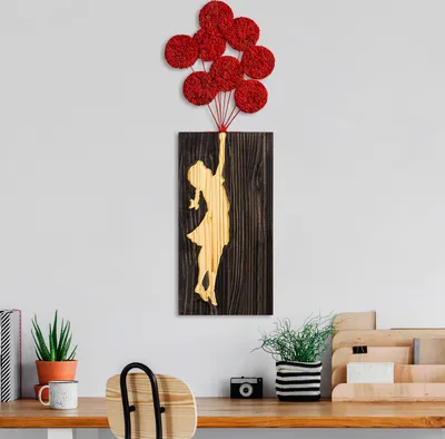 Image de Wallity, Banksy - 17-1, Accessoire mural décoratif en bois, 100 % BOIS / MÉTAL, noyer, 34 x 99 cm