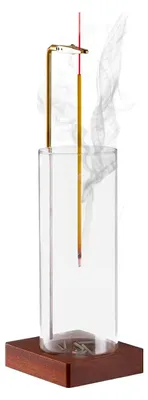 Produktbild von Räucherstäbchenhalter aus Naturholz mit Ascheauffangschale, Praktischer Halter für Räucherstäbchen für Meditation und Aromatherapie