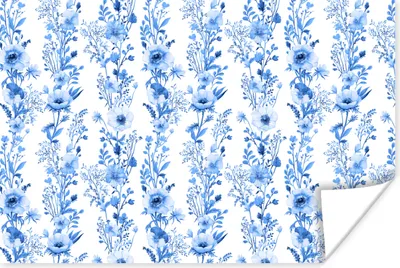 Produktbild von MuchoWow® Poster Blumen - Anemone - Muster - Blau 180x120 cm - Fotoplakat