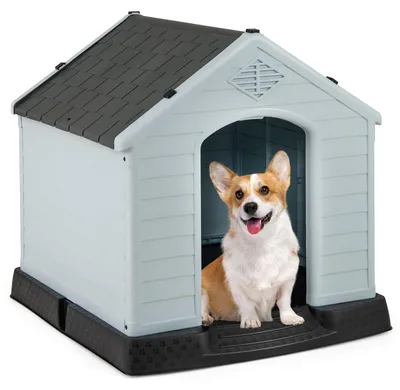 Image de Abris de jardin FANTASK pour chiens, en plastique, avec fond surélevé et résistant à l'eau