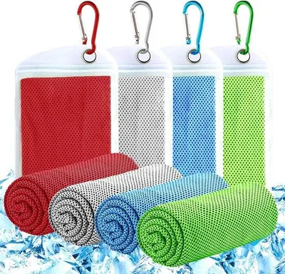 Produktbild von Famanu Mikrofaser Kühlhandtuch für Fitness, Sport, Yoga und Reisen - 4er Set