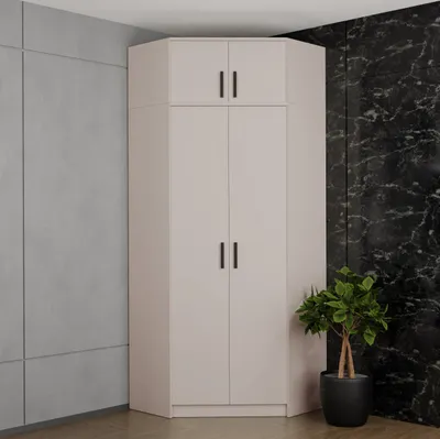 Produktbild von Design Möbel - Eckkleiderschrank Gustavo – Eckschrank mit Schrankerweiterung 40 cm, Holz, für Schlafzimmer & Kinderzimmer
