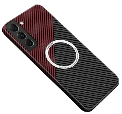 Obrázek produktu pro Pro Samsung Galaxy S25 5G MagSafe Design Ultra Thin Carbon Texture Case Red / Black