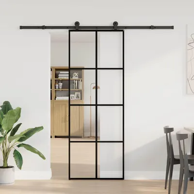 Obrázek produktu pro vidaXL Posuvné dveře s kováním 76x205 cm ESG sklo a hliník
