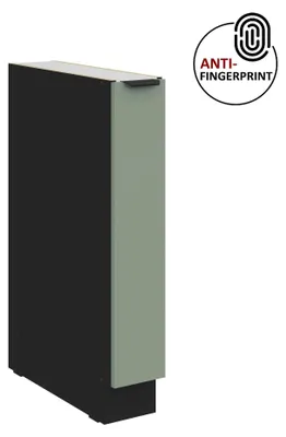 Produktbild von Küchen Unterschrank Schrankauszug 15 cm Küche ARIA Aquamarin ultra matt + Schwarz matt, hochwertige Fronten mit Anti Fingerprint Beschichtung Küchenzeile Küchenblock