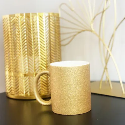 Produktbild von Plottermarie Sublimationsrohlinge Sublimations-Tassen für personalisierte Geschenkideen – Sublimationsrohlinge, Fotogeschenke, Personalisierung & DIY  Glitter Keramik Altgold 2er Set