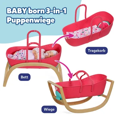 Obrázok produktu pre BABY born 3 in 1 Pinplay Bassinet, Postieľka pre bábiku, 3 rok / roky