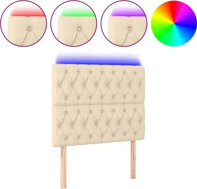 Obrázek produktu pro vidaXL LED čelo postele krémové 90x7x118/128 cm Látka