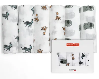 Zdjęcie produktu dla Chusteczki muślinowe dla niemowląt, 6 sztuk, 70 x 70 cm, chłonne i oddychające, idealne do pielęgnacji