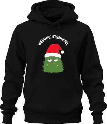 Produktbild von WEIHNACHTSMUFFEL Weihnachtsmonster Nikolausmütze sarkastisch Uni Hoodie Kapuzenpullover, Schwarz, XXL