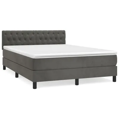 Produktbild von vidaXL Boxspringbett mit Matratze Dunkelgrau 140x190 cm Samt