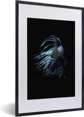 Produktbild von MuchoWow® Gerahmtes Poster Fische - Meerestiere - Blau - Schwarz 40x60 cm - Poster mit Schwarzem Bilderrahmen Wandposter Rahmen Foto Bilder - Poster in Rahmen