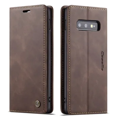Produktbild von Galaxy S10E Hülle, Retro Kunstledertasche, Kartenfächer, Standfunktion Schutzhülle für Samsung Galaxy S10E Kaffee
